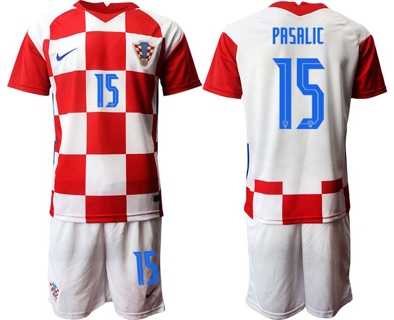 Men 2020-2021 European Cup Croatia home red #15 Nike Soccer Jersey